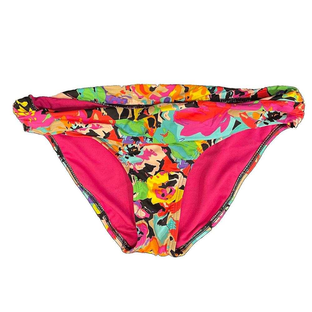 Kenneth Cole Reaction Women's Floral Bikini Swim Bottom Size S Pink Multicolor